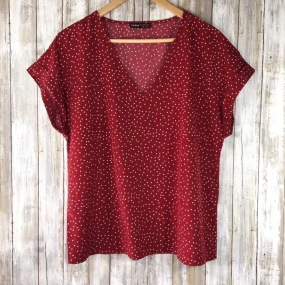 Shein Red Polka Dot Blouse